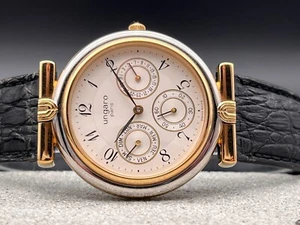 NEU UNGARO PARIS JAHRESKALENDER ANNUAL CALENDAR DRESSWATCH REF 873 GOLD NOS - Bild 1 von 10