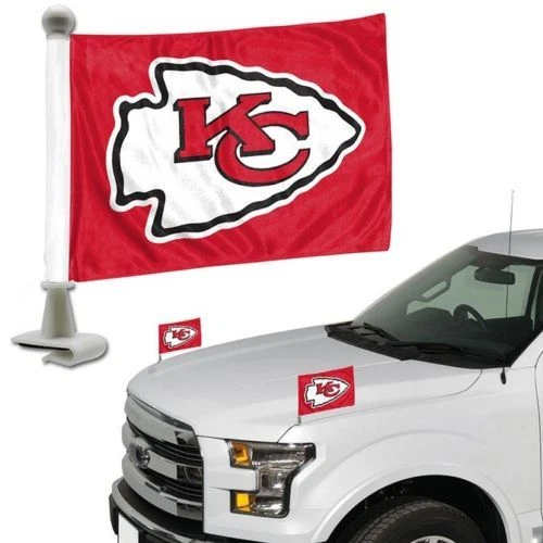 Kansas City Chiefs 2-pack Ambassador Style Auto Flag Car Banner Set Football