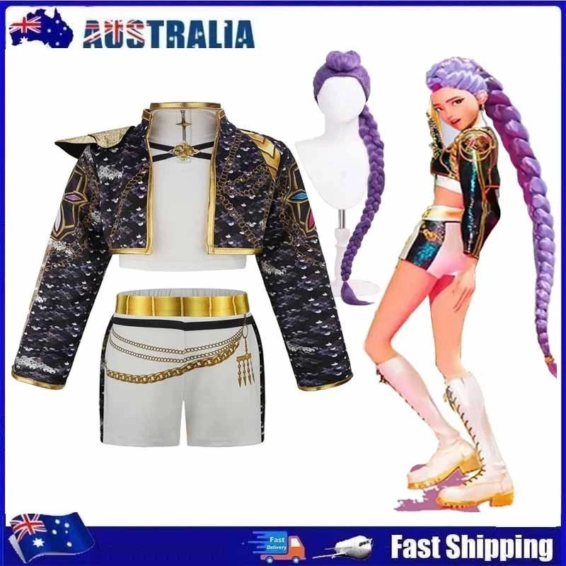 Girls Kpop K POP Demon Hunters Rumi Costume Cosplay Wig Halloween Birthday 4-12Y - image 1 of 4