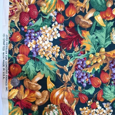 Autumn Harvest Allover Print Corn Acorns Kessler Concord Cotton Fabric 1.5 YDS - Image 1 of 4