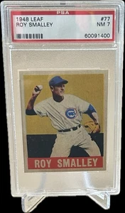 Tarjeta de béisbol Leaf Roy Smalley #77 1948 PSA 7 casi nueva de colección de los Chicago Cubs de alta calidad - Imagen 1 de 4