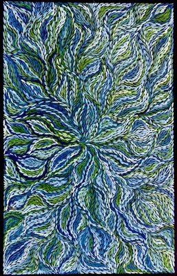 Romero Petyarre. Auténtico arte aborigen. Flor de ñame arbusto, tamaño; 150 x 100 cm Foto 1 de 4