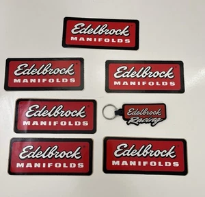 Lote De Colección De 6 Colectores Edelbrock Pegatinas Y Llavero Logo Calcomanía NHRA Racing - Imagen 1 de 2