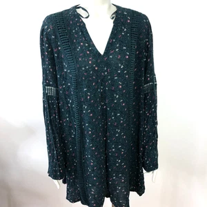 Knox Rose XL 100% Rayon Flowy Women's Above Knee Dress Floral Green - Picture 1 of 14