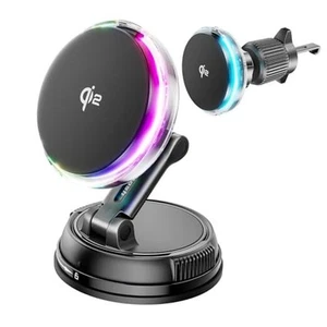 Für Qi2 15W MagSafe Autohalterung Ladegerät 2025 Kühler Autoladegerät mit RGB Beleuchtung - Bild 1 von 7