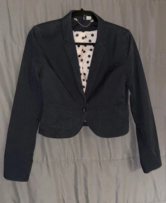 Blazer Divided by H&M para mujer talla 8 negro rosa lunares forrado bolsillos algodón Foto 1 de 4