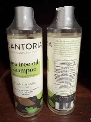 Plantoria Natural Tea Tree Shampoo Anti Dandruff Formula. Sealed. (2) Bottles - Image 1 of 3