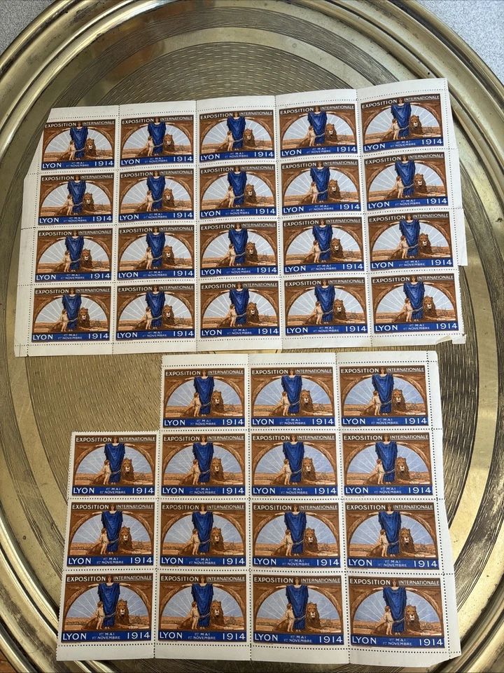 poster stamp cinderella vignette Foire De Lyon 1914 Planche - Photo 1/1