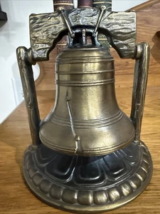 VTG Cracked Liberty Bell Gold Metal Book End Americana Revolution History - Picture 1 of 8