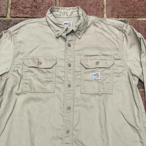 Carhartt FR Shirt FRS003  Men Large Tall Flame Resistant Lightweight Twill Beige - Picture 1 of 10