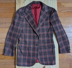 [see measurements]  boys' plaid blazer red/blue/gray/beige jacket Elderado - Picture 1 of 8
