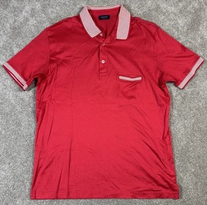 Mint! Gran Sasso Italy Polo Shirt-Mens 52-Bright Red Preppy Basic Lightweight - Picture 1 of 8