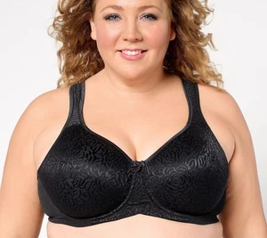 Breezies Wild Rose Seamless Underwire Support Bra Black DDD/36 New - Picture 1 of 1