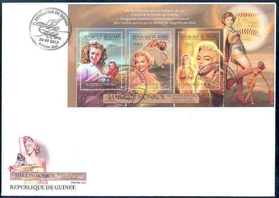 GUINEA 50th MEMORIAL ANNIVERSARY OF MARILYN MONROE BASEBALL SHEET FDC - Image 1 of 1