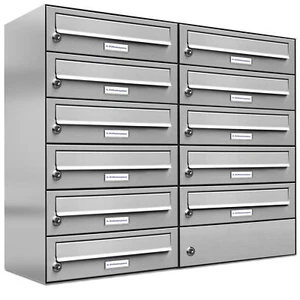 11er Premium Edelstahl Briefkasten Anlage für Außen Wand Design Postkasten 2x6 - Bild 1 von 4