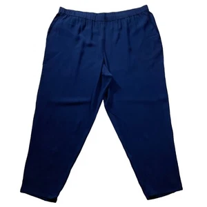 Eileen Fisher Womens Pants sz 2X new nwt $278 /Navy Blue 100% Silk Cropped Ankle - Picture 1 of 12