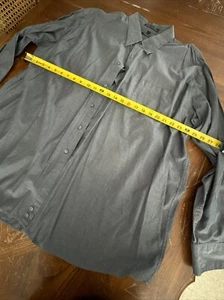 DKNY "Super 100's 2 Ply" Long Sleeve Button-Up Pocket Shirt Black 35 18 - Picture 1 of 4
