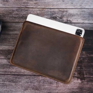 Genuine Leather Sleeve Case For iPad Air Pro 13/11 12.9 10th 9th 8th Pouch Bag - Picture 1 of 13