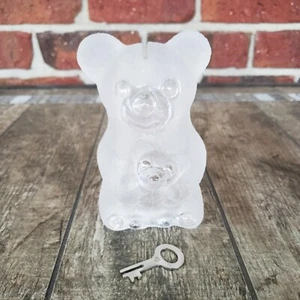 Vintage Crystal Legends Teddy Bear Coin Bank With Key By Godinger West Germany - Picture 1 of 10