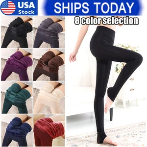 Women's Winter Warm Velvet Lined Legging Thick Full Length Slim Thermal Pants US - Picture 1 of 8