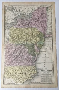 1850s Vintage Mitchell's Map of the Middle States & Part of Southern NY NJ PA MD - Picture 1 of 6