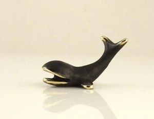 Walter BOSSE Vienna Lovely WHALE Patinated Brass 45mm Bronze Austria Fish - Picture 1 of 8