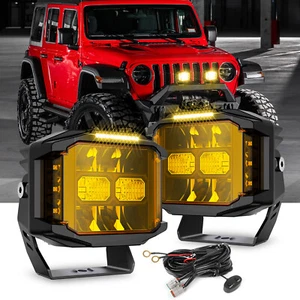 2PCS 5" LED Work Light Combo Beam Amber Side Shooter DRL Driving Offroad Trucks - Picture 1 of 9
