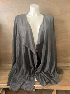 Avenue Women's GRAY 3/4 Sleeve Open Front Cardigan Sweater SIZE 22/24 DRAPE - Picture 1 of 7