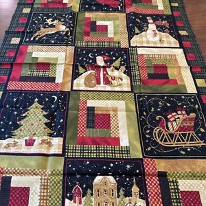 Susan Winget Christmas Treasures w Log Cabin 23x45 Panel Angels Reindeers Santa - Picture 1 of 9