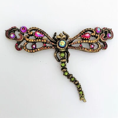 Jay Strongwater Large Jeweled & Enameled Dragonfly Brooch, New in Box - Image 1 of 2