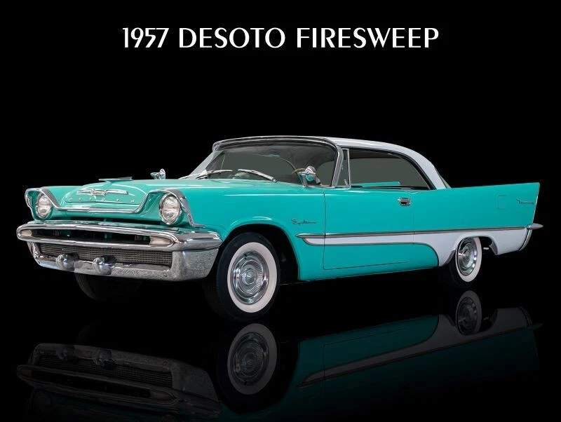 Letrero DeSoto Firesweep 1957 en turquesa y metal blanco: 12x16" y envío gratuito Foto 1 de 1
