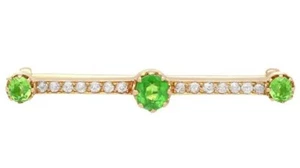 0.42ct Diamante Redondo Natural 14k Oro Amarillo Macizo Peridoto Boda Broche - Imagen 1 de 5