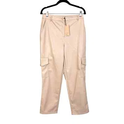 Calça cargo BAILEY 44 feminina couro sintético bronzeado punhos retos tamanho 6 nova com etiquetas - Imagem 1 de 4