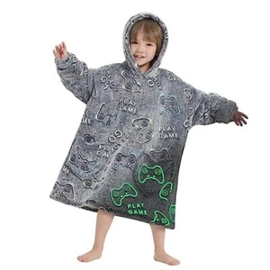 Wearable Blanket Hoodie for Kids Oversized Sherpa Kids 2-6YR Toddlers-gamer - Picture 1 of 7