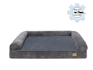 U-Shape Dog Sofa Bed Washable Orthopedic 3 Side Bolster & Removable Zipper Cover - Picture 1 of 8