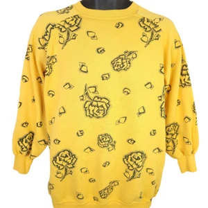 Vintage Rose Sweatshirt Womens Size Large 80s All Over Print Geometric - Picture 1 of 7