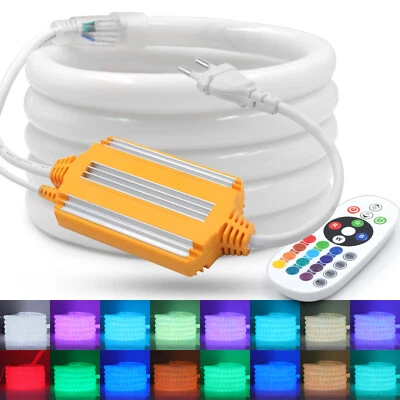 RGB Neon LED Strip Streifen Flex Schlauch Lichtband Lichterkete Garten Außen230V - Bild 1 von 4