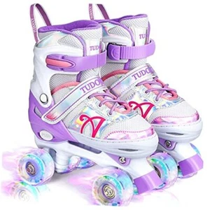 Roller Skates for Kids, Shine Skates 4 Small (10C-13C US)/AGE 4-7 Yrs Purple - Picture 1 of 8
