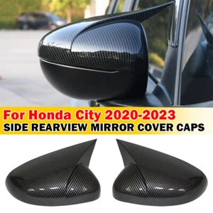 For Honda City 2020-2023 ABS Carbon Fiber Ox Horn Side Rearview Mirror Cover Cap - Picture 1 of 3