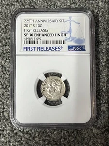 2017-S Roosevelt Dime 225th Anniversary First Releases SP70 ENHANCED FINISH NGC - Picture 1 of 2