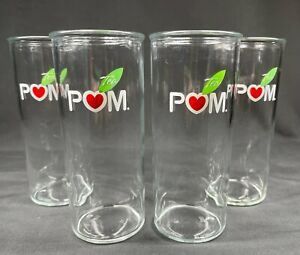 Vintage Pom Ice Tea Green Leaf Red Heart Tall  Set of 4 Drinking Glasses