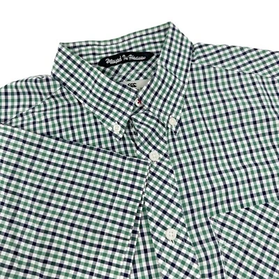 CANTERBURY OF NEW ZEALAND Green Blue White Check Short Sleeve Button Down Medium - Image 1 of 4