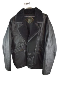 GENUINE LEATHER Black Leather Bomber Jacket Chest size 52" Mens Casual Outdoors - Picture 1 of 8
