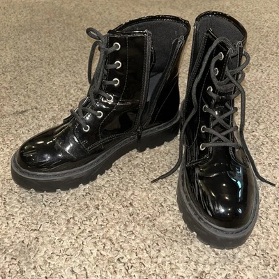 Steve Madden Niñas Botas de Combate Negras Con Cordones Cremallera Talla 5 Foto 1 de 4