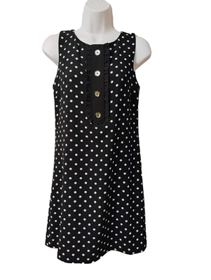 Vestido JUICY COUTURE Blanco y Negro Lunares Sin Mangas Retro Mod Cambio TALLA 0 Foto 1 de 4