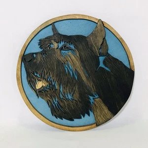 Vintage Dog Plaque Schnauzer Wooden Scroll Saw Artwork 8.5" - Picture 1 of 3