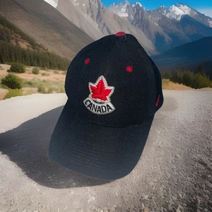 Nike Vintage 90s Cap Canada Hockey Black Wool Rare Men’s V-Series - Picture 1 of 24