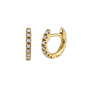 0.07 Ct Real Diamond Small Huggie Earrings 14k Gold Fine Jewelry Gift For Sister - Picture 1 of 3