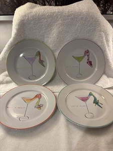 Set Of 4 Rosanna Shoe In A Martini Glass 8" Salad / Decorative Plates NEW - Imagen 1 de 8