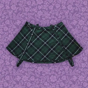 2000s Tripp NYC Black and Green Plaid Mall Goth Mini Skirt with Straps | Size XL - Picture 1 of 5
